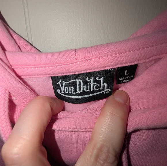 Von Dutch Light Pink Cropped Hoodie - Picture 4 of 4